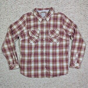 5.11 Tactical Hera Flannel Button Shirt Womens XL Long Sleeve Ivory/Maroon Plaid